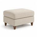 Fußhocker Sitzhocker 60 x 45 x 42 cm Stoff gepolstert rechteckig Beige Holzbeine Naturfarben