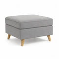 Sitzhocker 60 x 45 x 42 cm gepolstert Stoffbezug Holzbeine rechteckig Grau Naturholzfarben