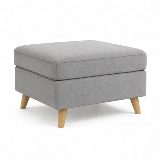 Sitzhocker 60 x 45 x 42 cm gepolstert Stoffbezug Holzbeine rechteckig Grau Naturholzfarben