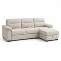 Ecksofa L-Form mit Recamiere rechts 220 x 150 x 85 cm Stoff Holzbeine rechteckig Cremebeige Naturfarben